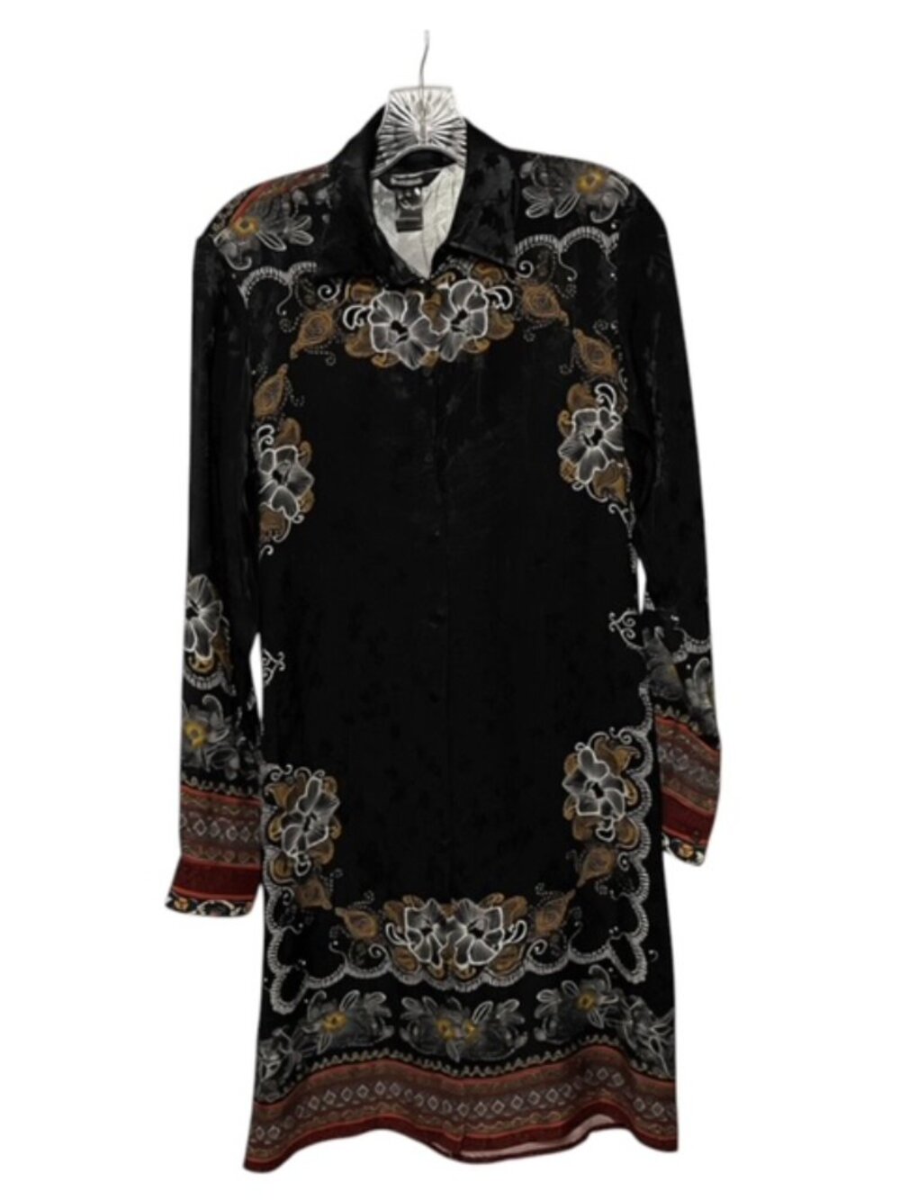 Desigual XS Suam Long Sleeve Black Printed Shirt Dress EUC - Picture 2 of 8